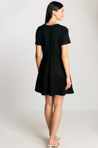 Katie Butter Modal Short Sleeve Tailored Mini Dress - Black