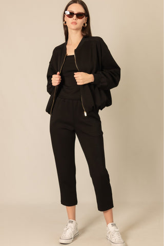 Revive Butter Modal Bomber Jacket - Black