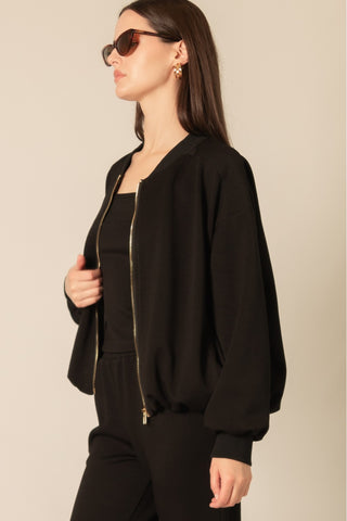 Revive Butter Modal Bomber Jacket - Black