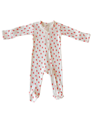 White Strawberry 2-Way Zip Footie