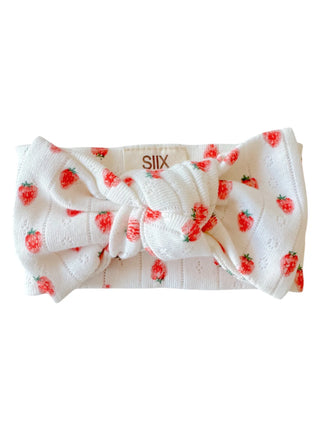 White Strawberry Pointelle Bow