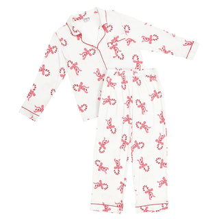 Full-Length Bamboo PJ Set - Ivory + Candy Canes