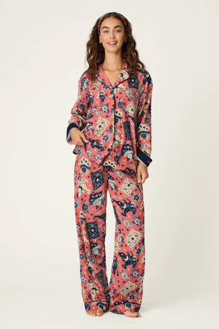 Lucky in Love Western Print 3-Piece Long Sleeve Flannel PJ Set