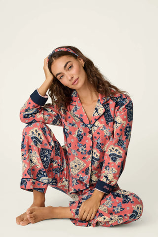 Lucky in Love Western Print 3-Piece Long Sleeve Flannel PJ Set