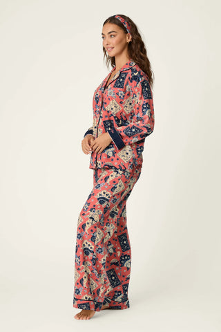 Lucky in Love Western Print 3-Piece Long Sleeve Flannel PJ Set
