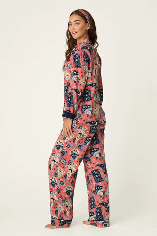 Lucky in Love Western Print 3-Piece Long Sleeve Flannel PJ Set