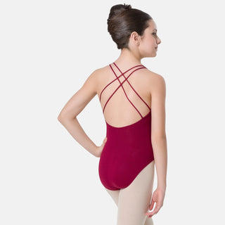 SL19 Lynn Burgundy Empire Waist Strappy Back Leotard