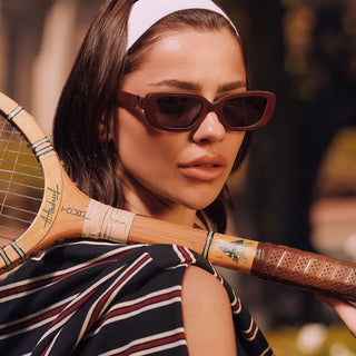 DIFF Daphne Rectangle Rugby Red Sunglasses