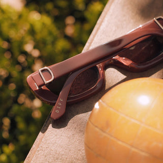 DIFF Daphne Rectangle Rugby Red Sunglasses
