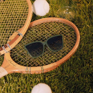Meredith II Fairway Green & Gray Gradient Sunglasses // DIFF