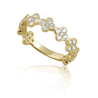 Dainty CZ Gracie Clover Ring - Gold