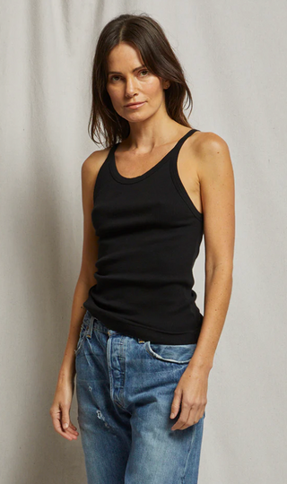 Annie Cotton Rib Tank - Very Black