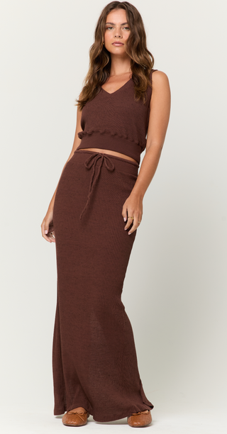 Project Social T- Milan Sweater Rib Mid Skirt- Cacao