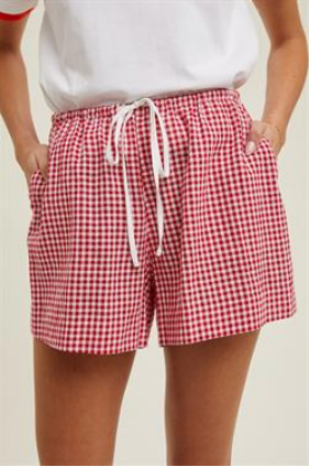 May Gingham Casual Shorts- Red and White