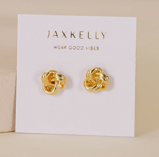 JAXKELLY Petite Knot Gold Earrings