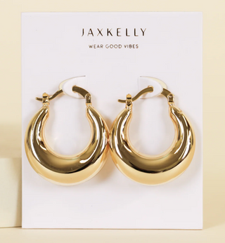 JAXKELLY Sculptural Wide Gold Hoop Earrings