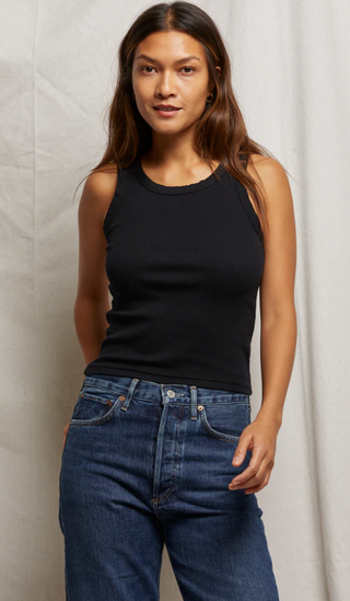 Perfect White tee- Elle Ribbed Tank- True Black