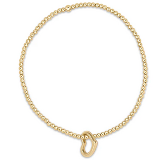 Classic Gold 2.5mm Bead Bracelet- Love Gold Charm / Enewton