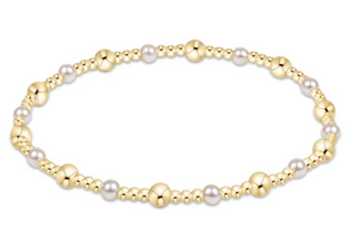 Classic Gold Sincerity Pattern 4mm Bead Bracelet- Pearl / Enewton