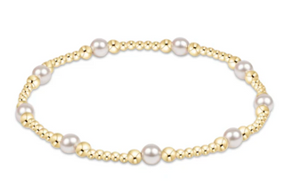 Classic Purpose Pattern 4mm Bead Bracelet- Pearl / Enewton