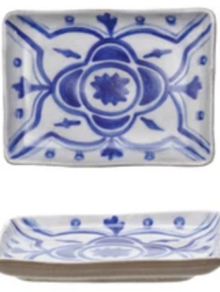 Hand-Painted Blue Small Stoneware Plates- 4 styles