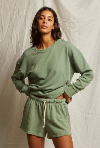 Tyler French Terry Pullover Sweatshirt- Aloe / Perfect White Tee