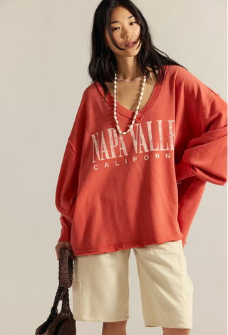 Venice V Neck Graphic Crewneck- Rose Sienna Combo / We The Free