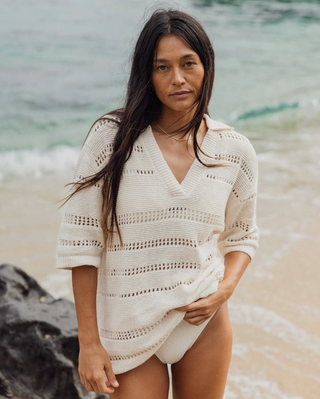 Billabong Crystal Tides Beach Coverup Overshirt - White Cap