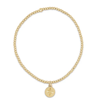 Classic Gold 2 mm Bead Bracelet- Direction Gold Disc / Enewton