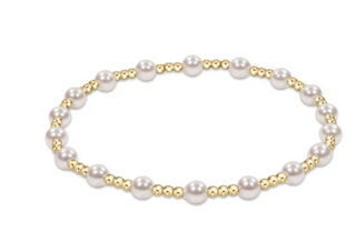 Classic Sincerity Pattern 4mm Bead Bracelet Pearl / Enewton