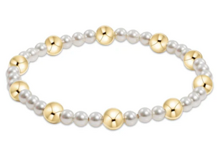 Pearl Sincerity Pattern 4mm Bead Bracelet- 6mm Gold / Enewton