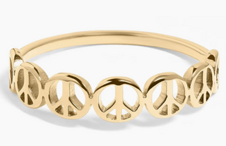 Maya Stainless Steel Pvd Coated Peace Sign Stacking Ring