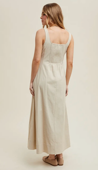 Skylar Cotton A-Line Midi Dress / Ecru