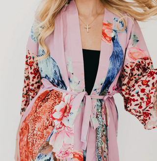 Peacock Summer Kimono / Lavender