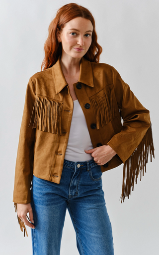 Bonnie Faux Suede Fringe Jacket / Cognac / Aaron & Amber