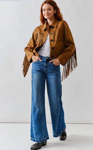 Bonnie Faux Suede Fringe Jacket / Cognac / Aaron & Amber