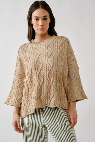 Ava Overize Washed Cable Sweater / Mixed Camel / Aaron & Amber