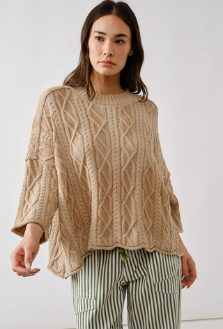 Ava Overize Washed Cable Sweater / Mixed Camel / Aaron & Amber