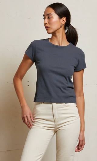 Lisa Recycled Cotton Short Sleeve Vintage Fitted Crew / Night / Perfect White Tee