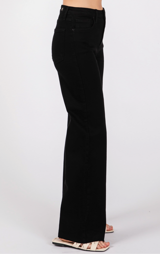 Letters to Juliet Paola A-Line Scissor Cut Wide Leg Jean / Black