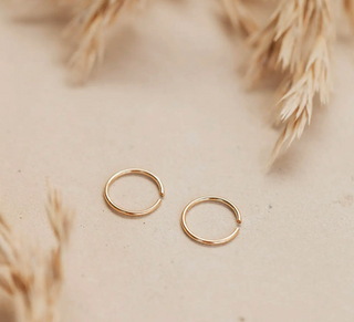 Tiny Hoops / 7mm| 14kt Gold Fill + Sterling Silver / Hello Adorn