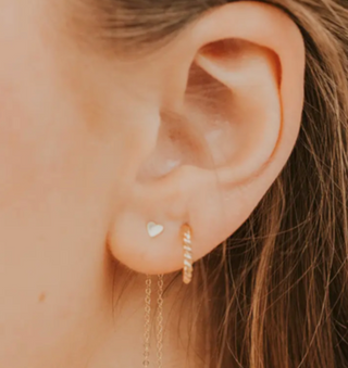 Tiny Heart Studs / 14kt Gold / Hello Adorn