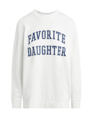 Favorite Daughter Collegiate Sweatshirt / White w/ Navy Lettering