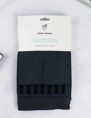 Clean Mama Cleaning Cloth Kit - Set of 3 / Charcoal