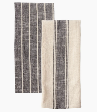 Firenze Set of 2 Natural Slubbed Kitchen Towels, 18" X 28"