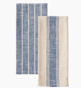 Firenze Set of 2 Natural Slubbed Kitchen Towels, 18" X 28"