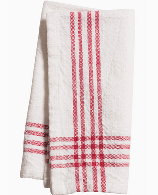 Quad Striped Lyon Slubbed Farmhouse Towel / Cherry Red