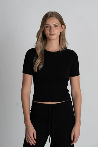 Sage Short Sleeve Rib Tee - Black // Archer