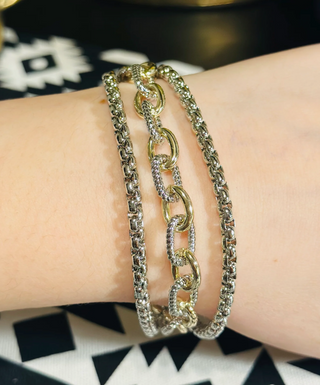 Mixed Metals Triple Chain Magnetic Bracelet