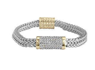 Mixed Metal CZ Center Magnetic Bracelet